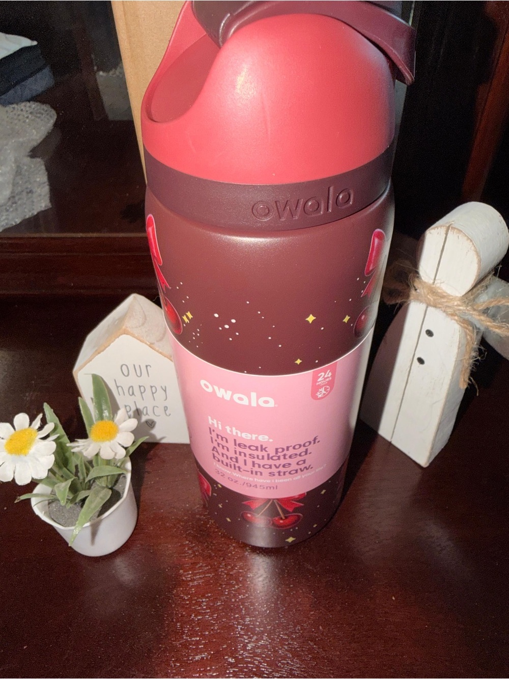 Owalo Insulated Water Bottle - Pink & Burgundy